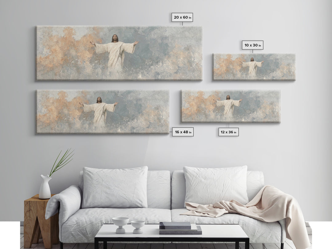 Light Of Mercy, Framed Canvas Print, Christian Art Canvas, Panoramic Wall Art, Modern Christian Art, Jesus Painting, Christian Wall Art