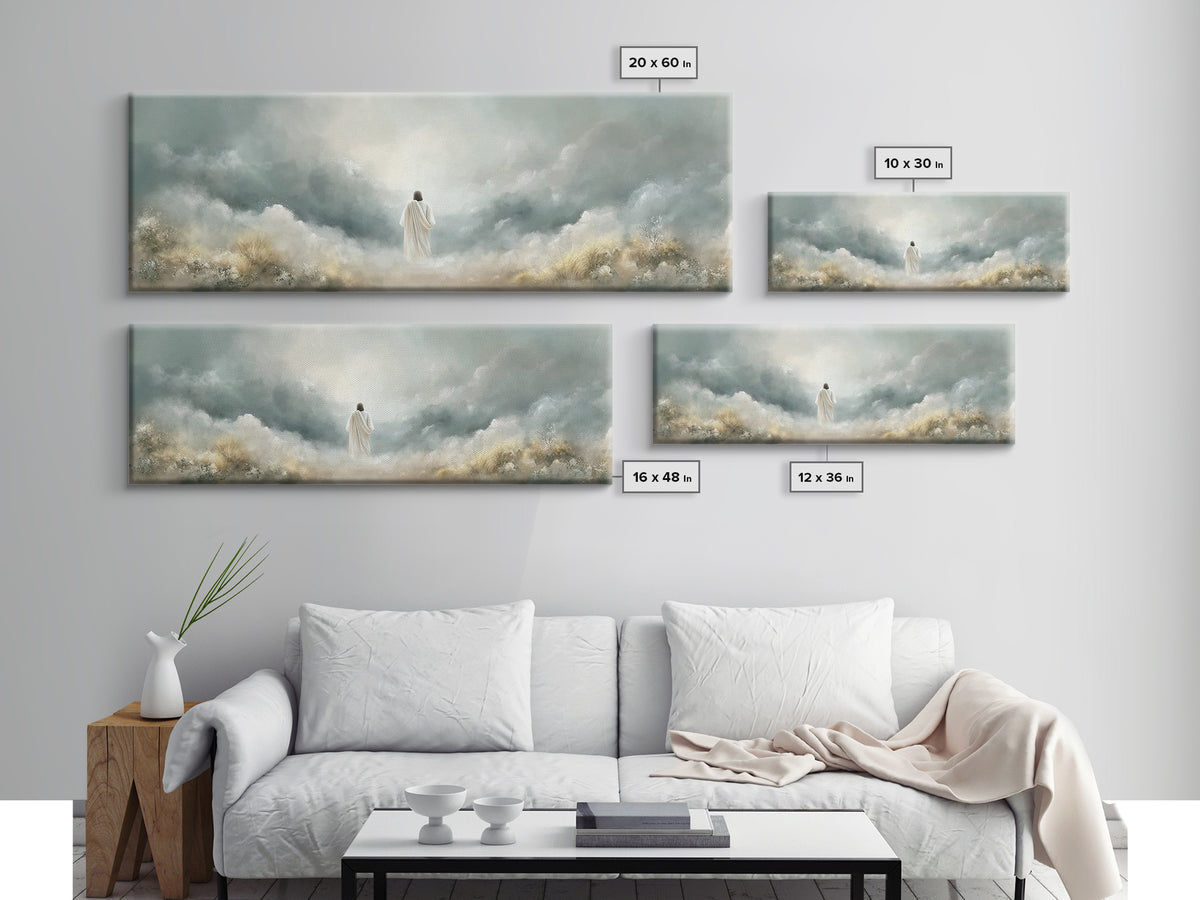 Heavenly Gathering | Framed Canvas Print | Christian Art Canvas | Panoramic Art | Christian Wall Art | Jesus Painting | Christian Art Print
