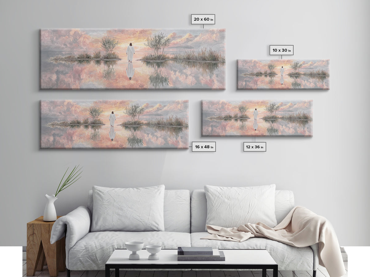 Heaven’s Quiet Path, Framed Canvas Print, Panoramic Wall Art, Christian Art Canvas, Jesus Painting, Unique Christian Art, Christian Wall Ar