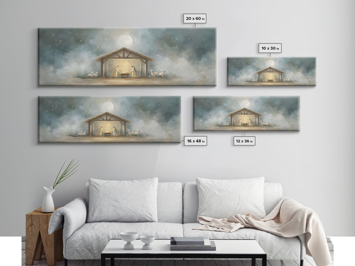 Peaceful Holy Night – Framed Canvas Print – Christian Wall Art – Christian Art Canvas – Extra Wide Art – Christmas Art – Christian Christma