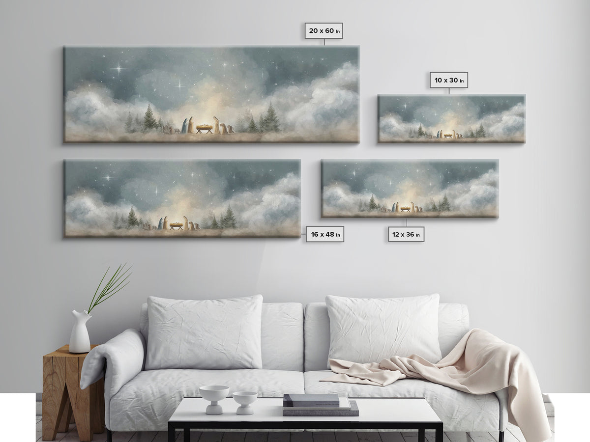 Star Of Winter Grace – Framed Canvas Print – Panoramic Art – Christian Wall Art – Christian Art Canvas – Christmas Art – Jesus Painting – C