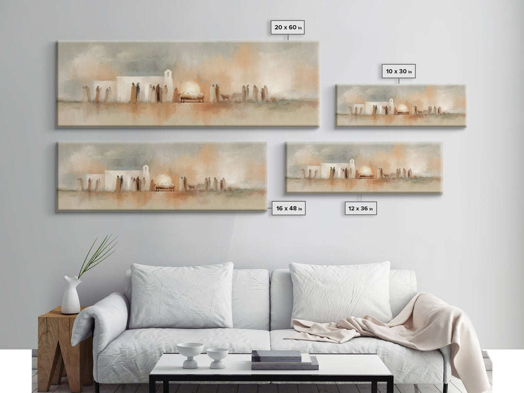 Bethlehem Evening Glow – Framed Canvas Print – Panoramic Frame – Christian Wall Art – Christian Art Canvas – Christmas Art – Christian Chri