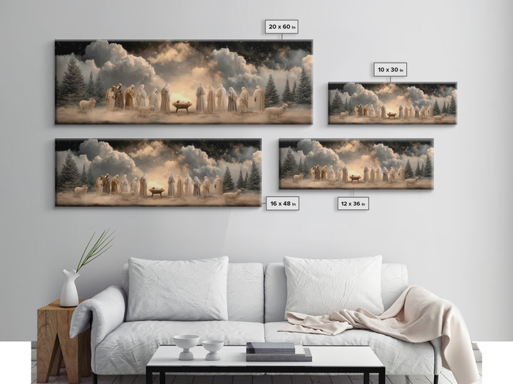 Midnight Worship Light – Framed Canvas Print – Extra Wide Art – Christian Wall Art – Christian Art Canvas – Christmas Art – Jesus Christmas