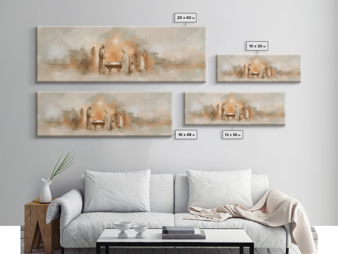 Star Of Bethlehem Hope, Framed Canvas Print, Panoramic Painting, Christian Wall Art, Christian Art Canvas, Christmas Art, Christian Decor,