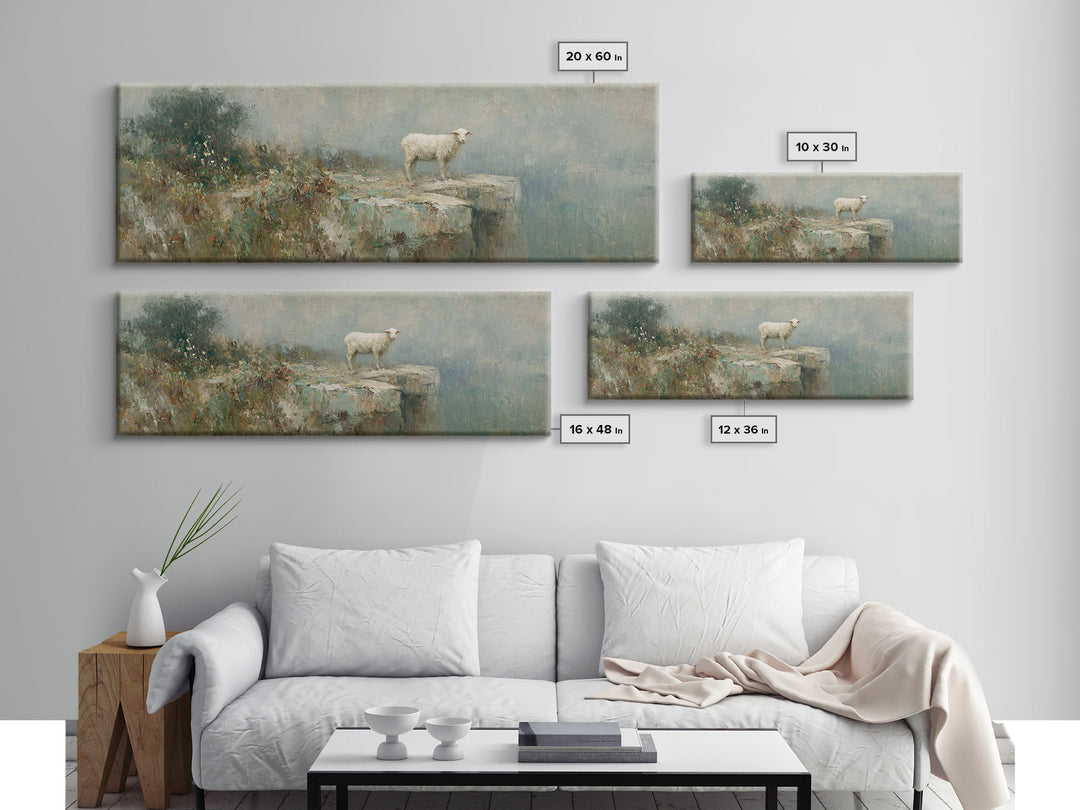 Lamb Of Mercy, Framed Canvas Print, Christian Art Canvas, Christian Wall Art, Panoramic Art, Christian Painting, Christian Decor