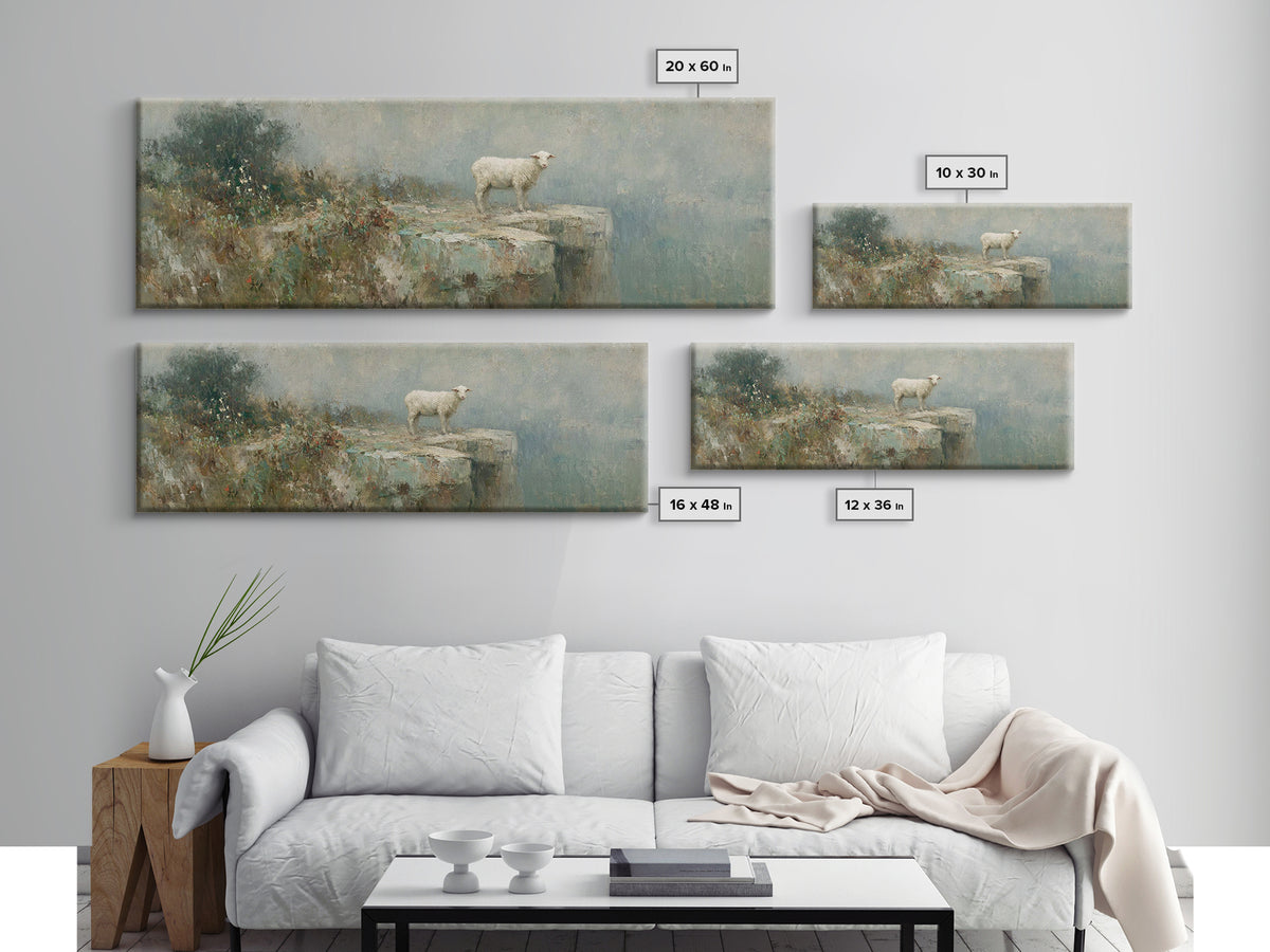 Lamb Of Mercy, Framed Canvas Print, Christian Art Canvas, Christian Wall Art, Panoramic Art, Christian Painting, Christian Decor