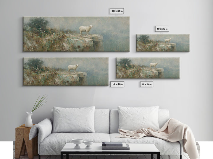 Lamb Of Mercy, Framed Canvas Print, Christian Art Canvas, Christian Wall Art, Panoramic Art, Christian Painting, Christian Decor