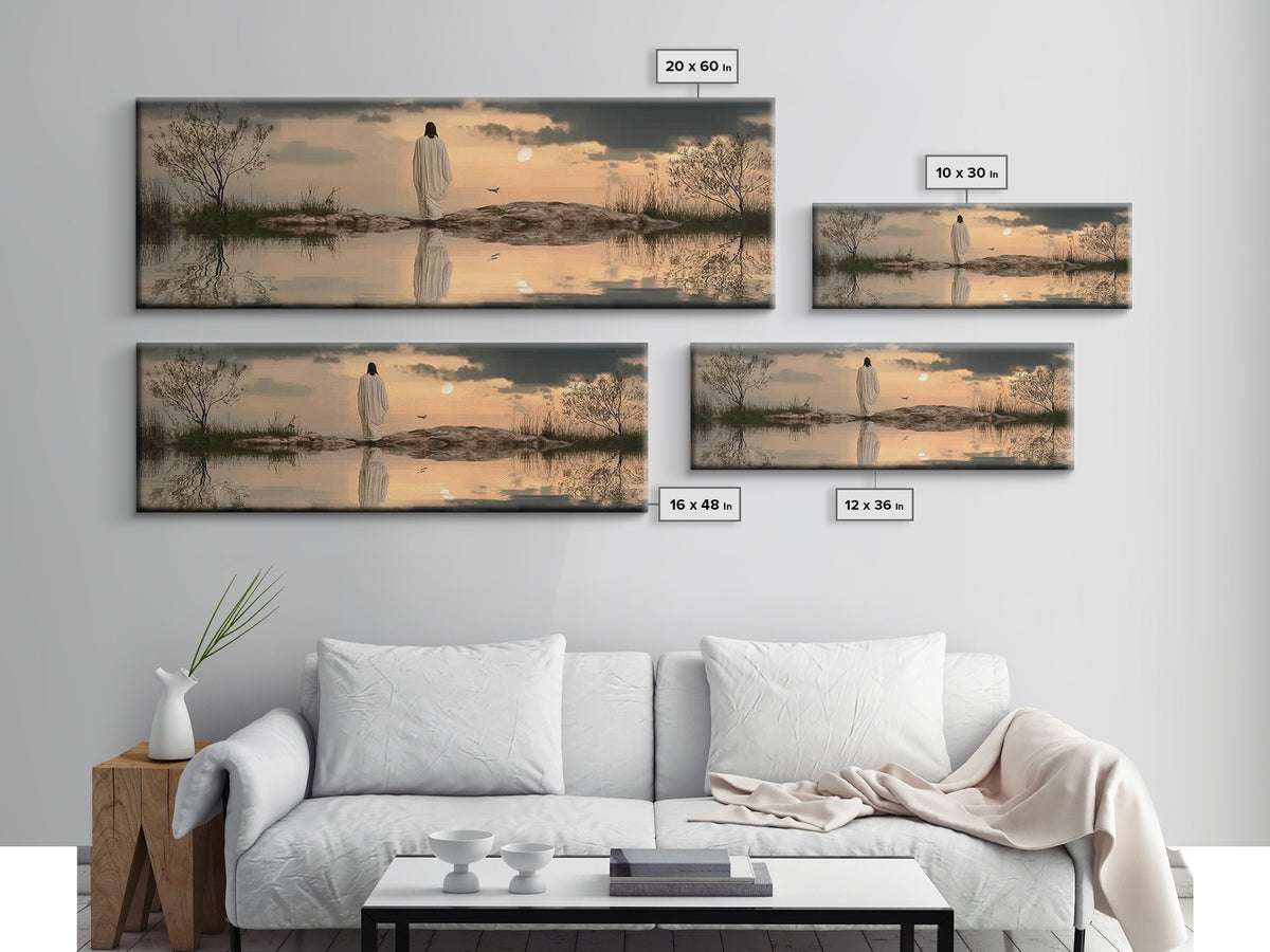 Blessed Morning Light, Framed Canvas Print, Panoramic Print, Christian Art Canvas, Jesus Painting, Subtle Christian Art, Christian Wall Art