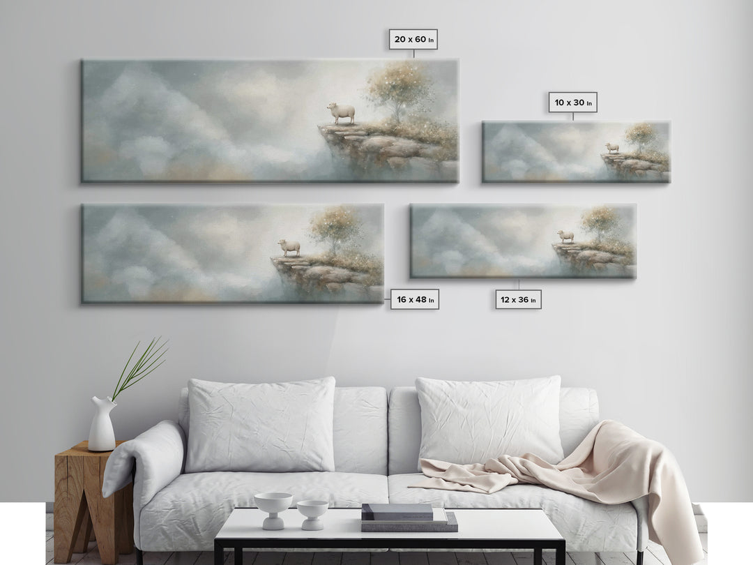 Heavenward Lamb – Framed Canvas Print – Christian Wall Art – Christian Art Canvas – Panoramic Wall Art – Christian Painting – Christian Dec