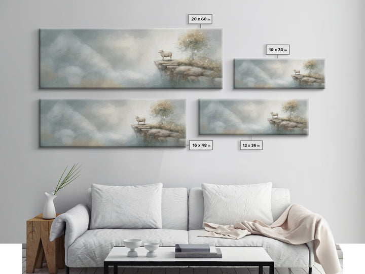 Heavenward Lamb – Framed Canvas Print – Christian Wall Art – Christian Art Canvas – Panoramic Wall Art – Christian Painting – Christian Dec