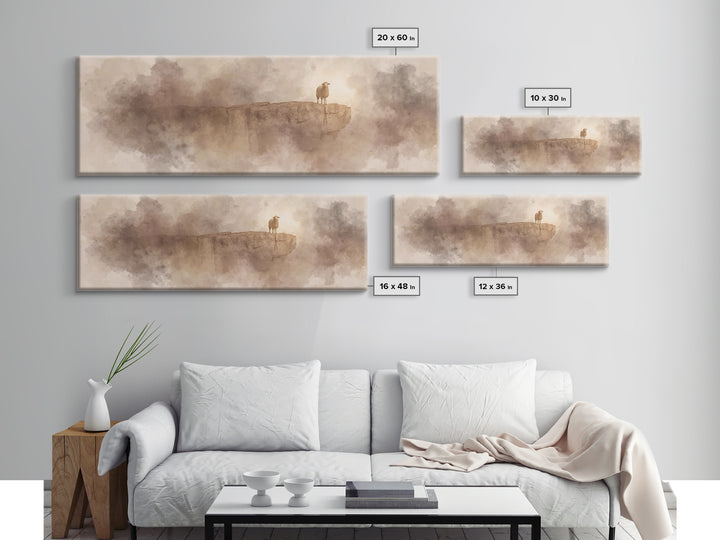 The Lost Lamb – Framed Canvas Print – Christian Wall Art – Jesus Painting – Panoramic Art – Christian Art Canvas – Christian Decor