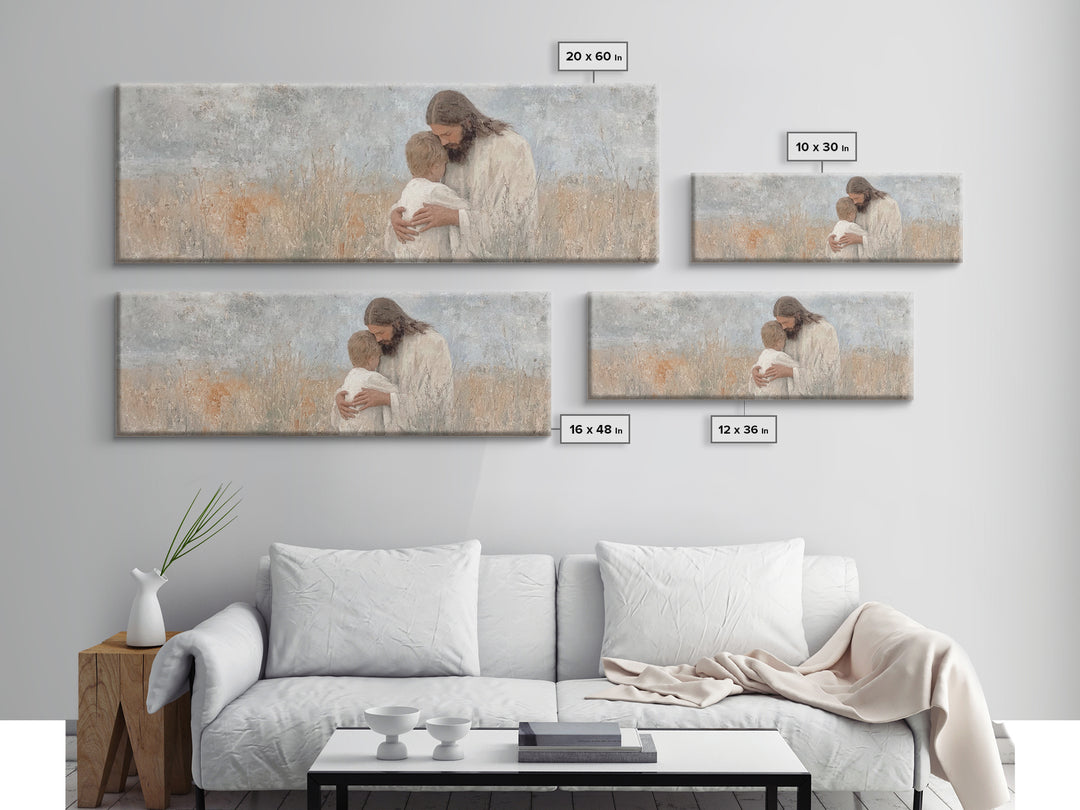 Sacred Reunion | Framed Canvas Print | Christian Wall Art | Jesus Painting | Panoramic Print | Christian Art Canvas | Christian Decor