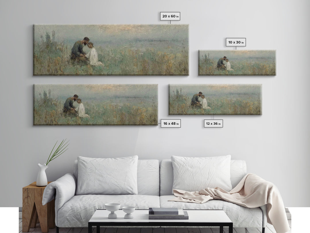 Evening Comfort, Framed Canvas Print, Christian Wall Art, Jesus Painting, Panoramic Frame, Christian Art Canvas, Christian Decor