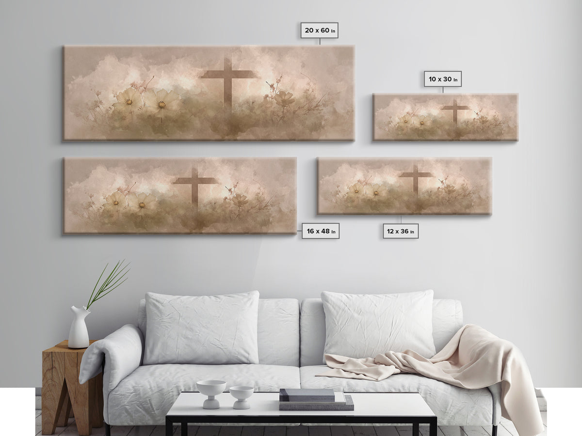 Sunset Promise | Framed Canvas Print | Christian Art Canvas | Jesus Painting | Panoramic Frame | Christian Wall Art | Christian Gift