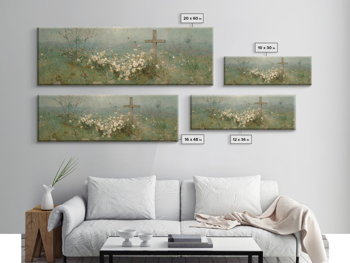 Garden Of Promise, Framed Canvas Print, Christian Wall Art, Christian Art Canvas, Panoramic Painting, Christian Art, Christian Gift