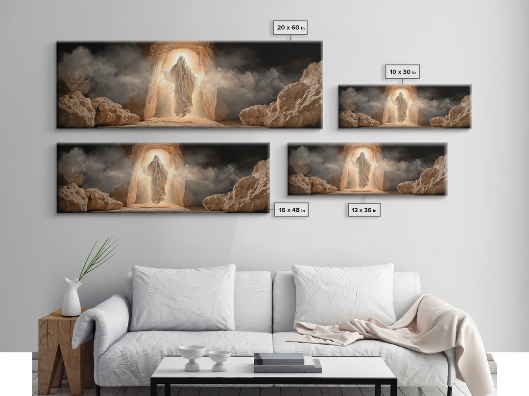 Sanctuary Gathering | Framed Canvas Print | Christian Wall Art | Christian Art Canvas | Panoramic Painting | Christian Art | Christian Gift