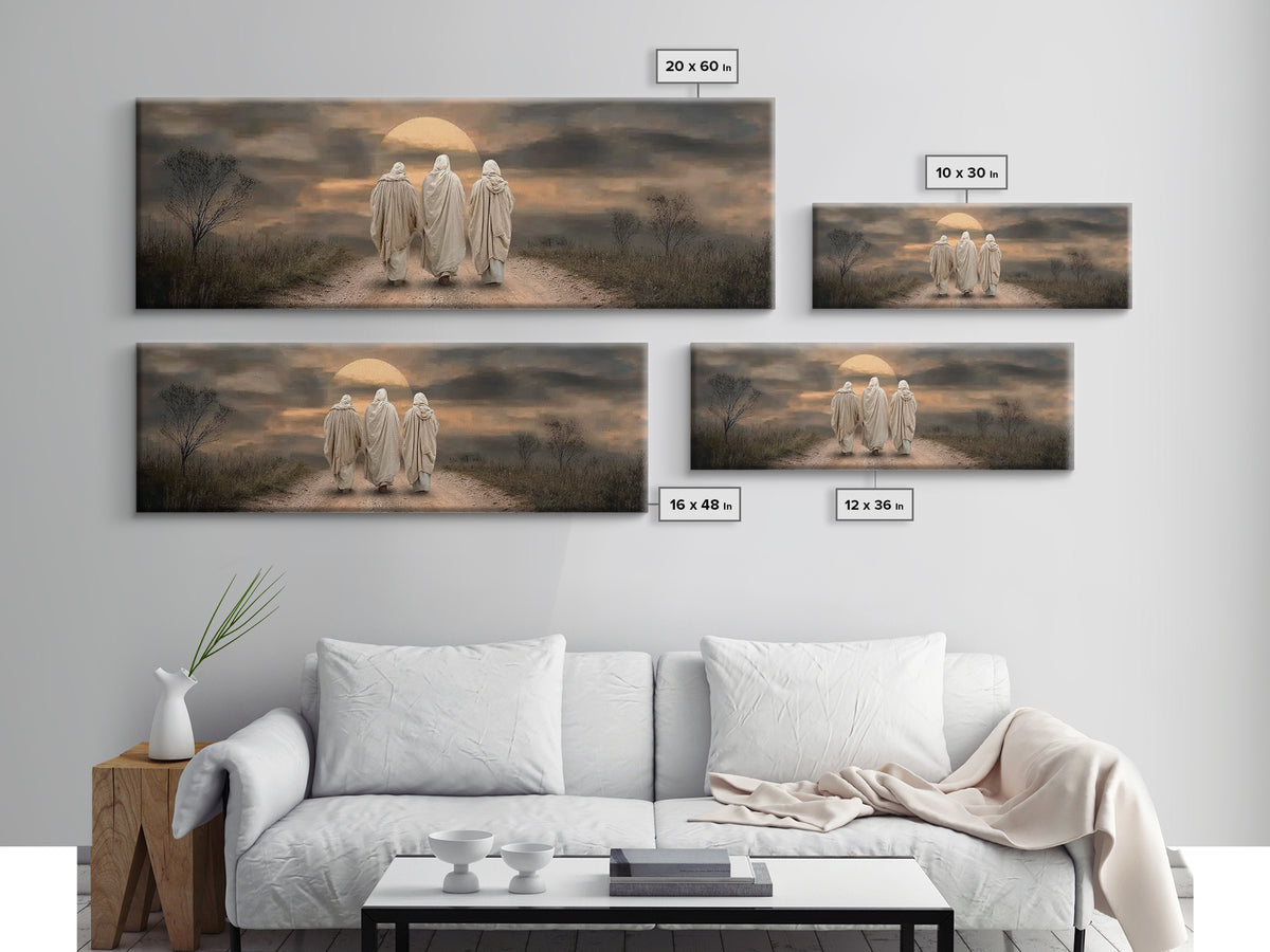 Savior’s Evening Path – Framed Canvas Print – Christian Wall Art – Christian Art Canvas – Panoramic Frame – Christian Christmas Art – Jesus