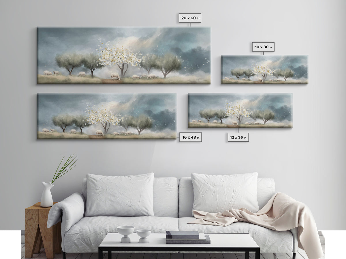 Blossoms Of Grace, Framed Canvas Print, Christian Art Canvas, Christian Christmas Art, Panoramic Wall Art, Christian Painting, Christmas Ar