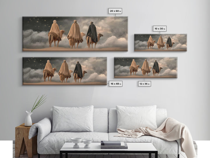 Wisemen Onward Grace – Framed Canvas Print – Panoramic Painting – Christian Wall Art – Christmas Art – Christian Art Print – Jesus Art