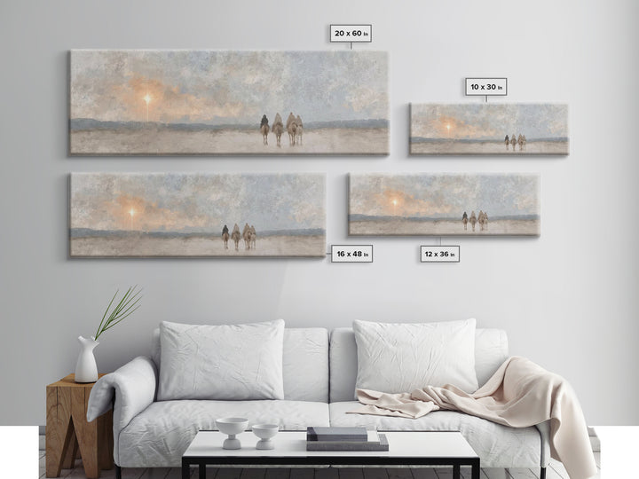 Morning Star Pilgrims – Framed Canvas Print – Panoramic Frame – Christian Wall Art – Christian Art Canvas – Christmas Art – Christian Paint