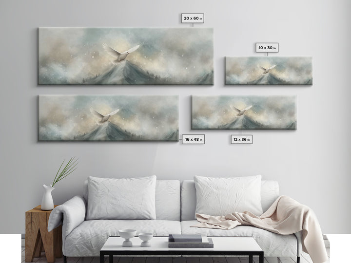 Wings Of Peace, Framed Canvas Print, Christian Wall Art, Christian Art Canvas, Panoramic Art, Christian Painting