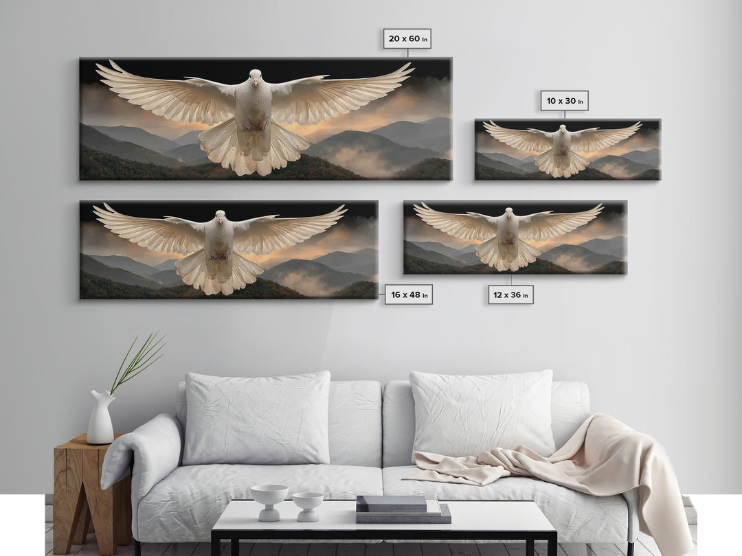 Serenity In Flight, Framed Canvas Print, Christian Art Canvas, Christian Wall Art, Panoramic Painting, Christian Gift