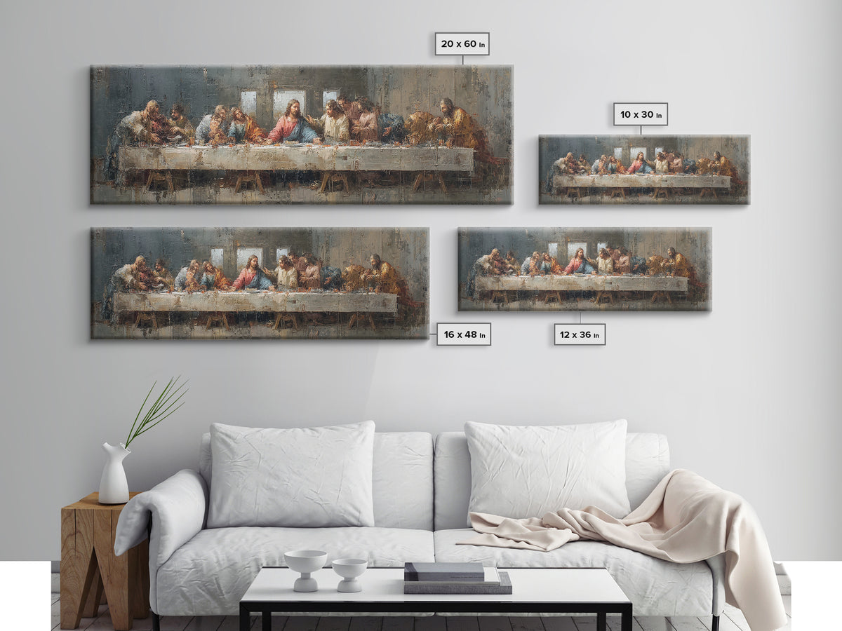 Holy Feast Harmony – Framed Canvas Print – Christian Wall Art – Christian Art Canvas – Panoramic Painting – Christian Decor