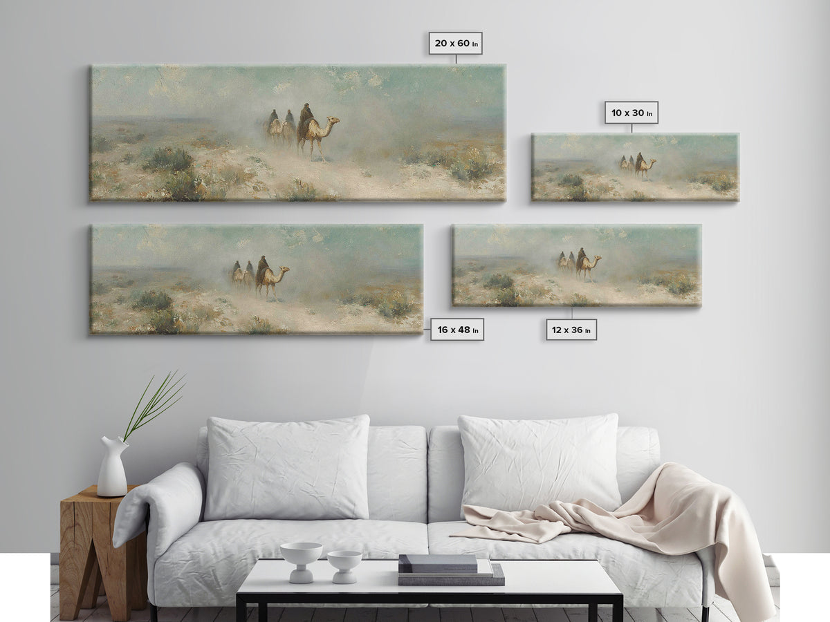 Desert Pilgrims – Framed Canvas Print – Christian Wall Art – Panoramic Art – Jesus Painting – Christian Art Canvas