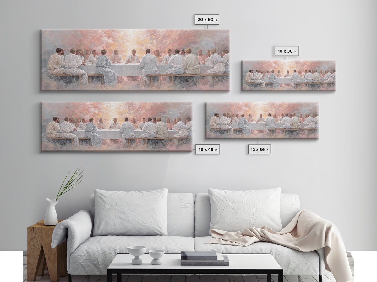 Radiant Last Supper, Framed Canvas Print, Christian Art Canvas, Christian Wall Art, Extra Wide Art, Christian Gift