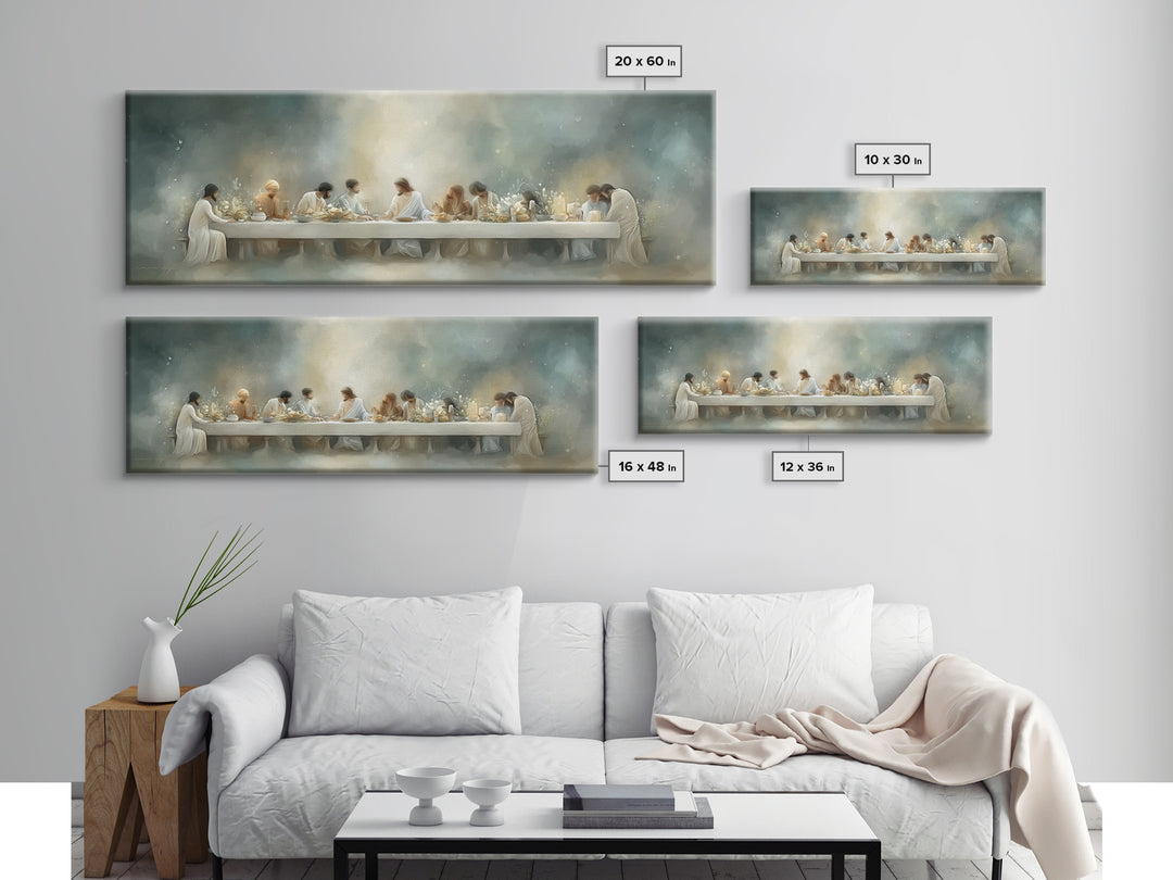 Grace At The Table – Framed Canvas Print – Christian Wall Art – Christian Art Canvas – Panoramic Painting – Christian Gift Ideas