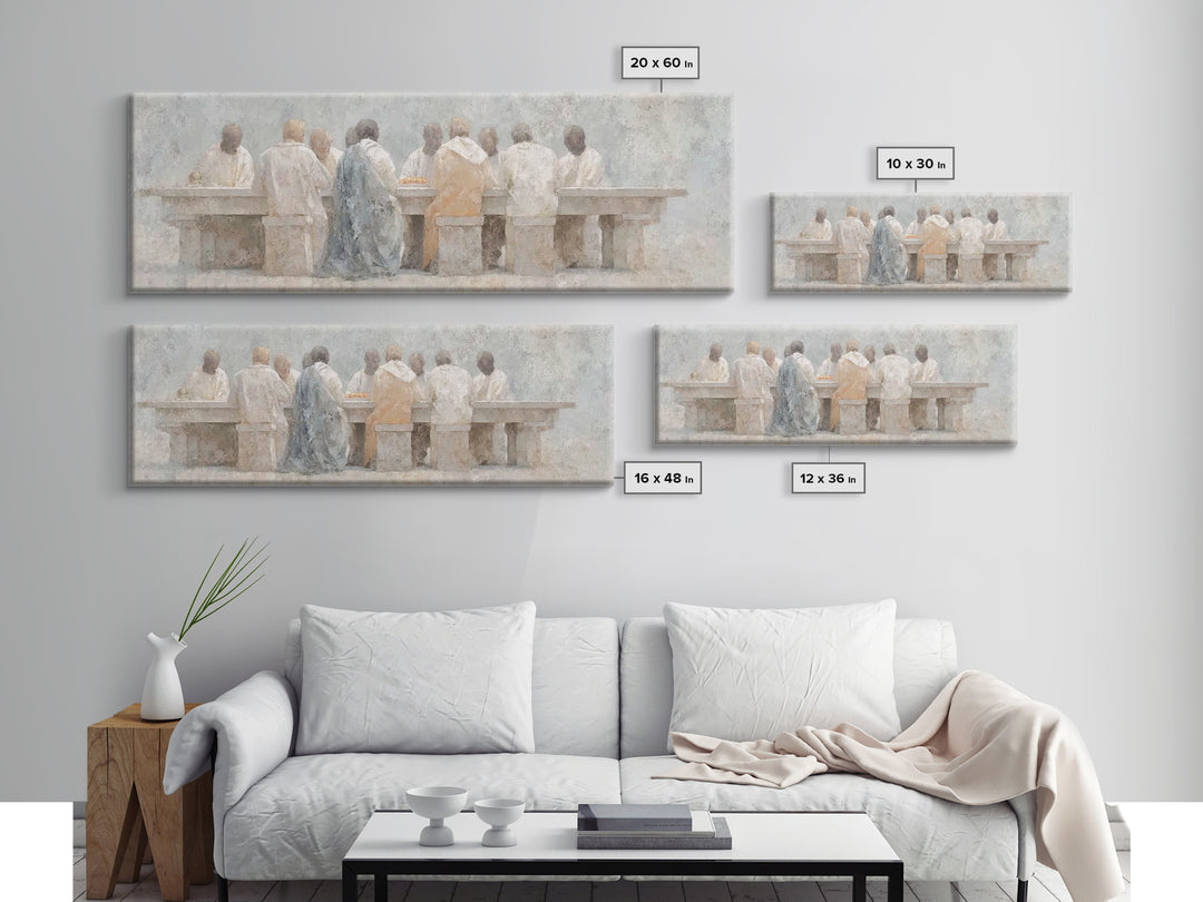 Sacred Supper Calm | Framed Canvas Print | Christian Art Canvas | Christian Wall Art | Panoramic Art | Christian Paintings