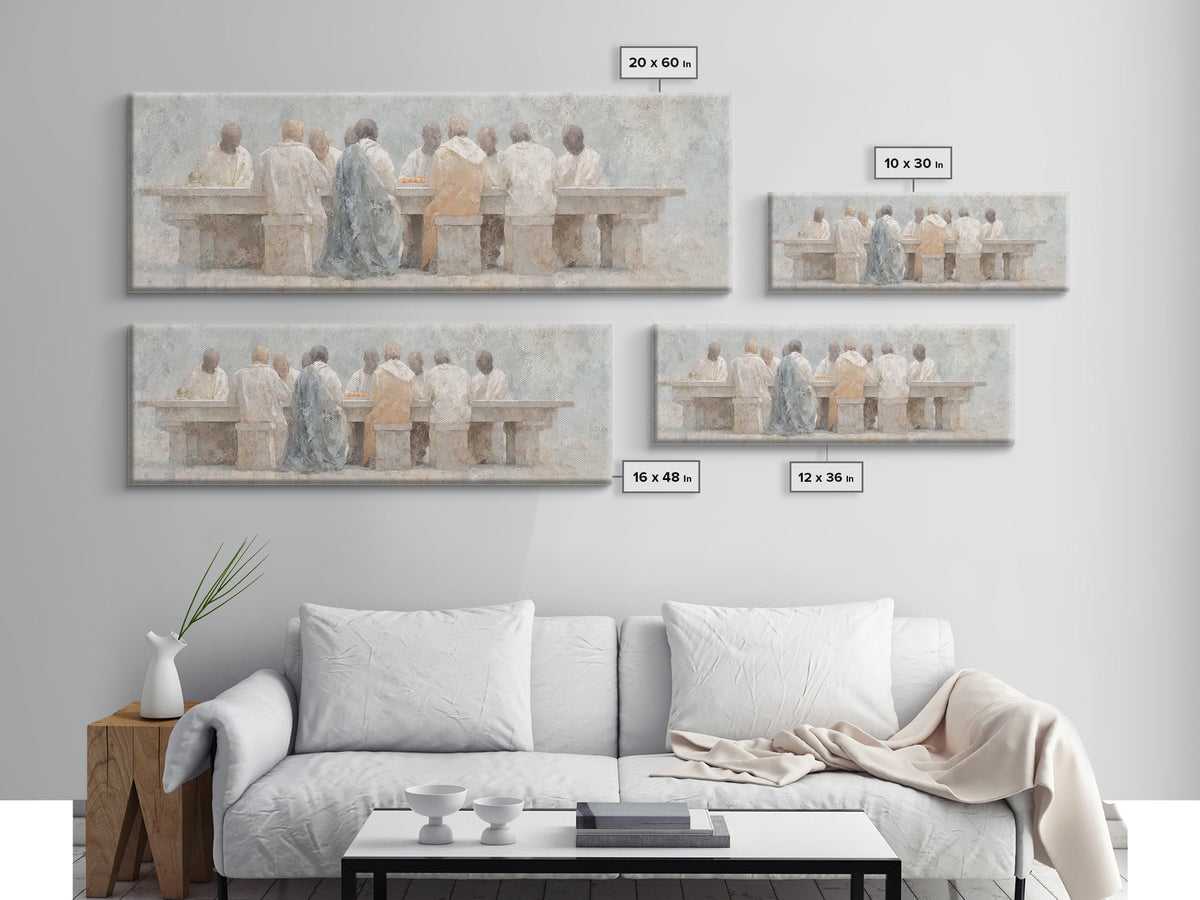 Sacred Supper Calm | Framed Canvas Print | Christian Art Canvas | Christian Wall Art | Panoramic Art | Christian Paintings
