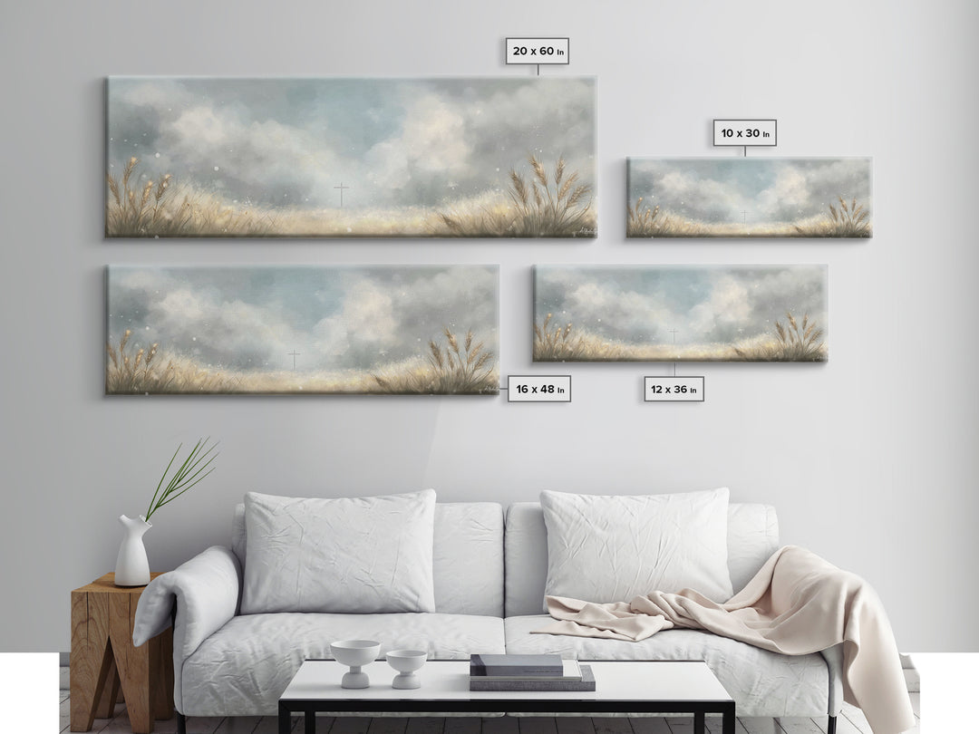 Heaven’s Wheatlight – Framed Canvas Print – Christian Wall Art – Christian Art Canvas – Panoramic Art – Christian Gift Ideas