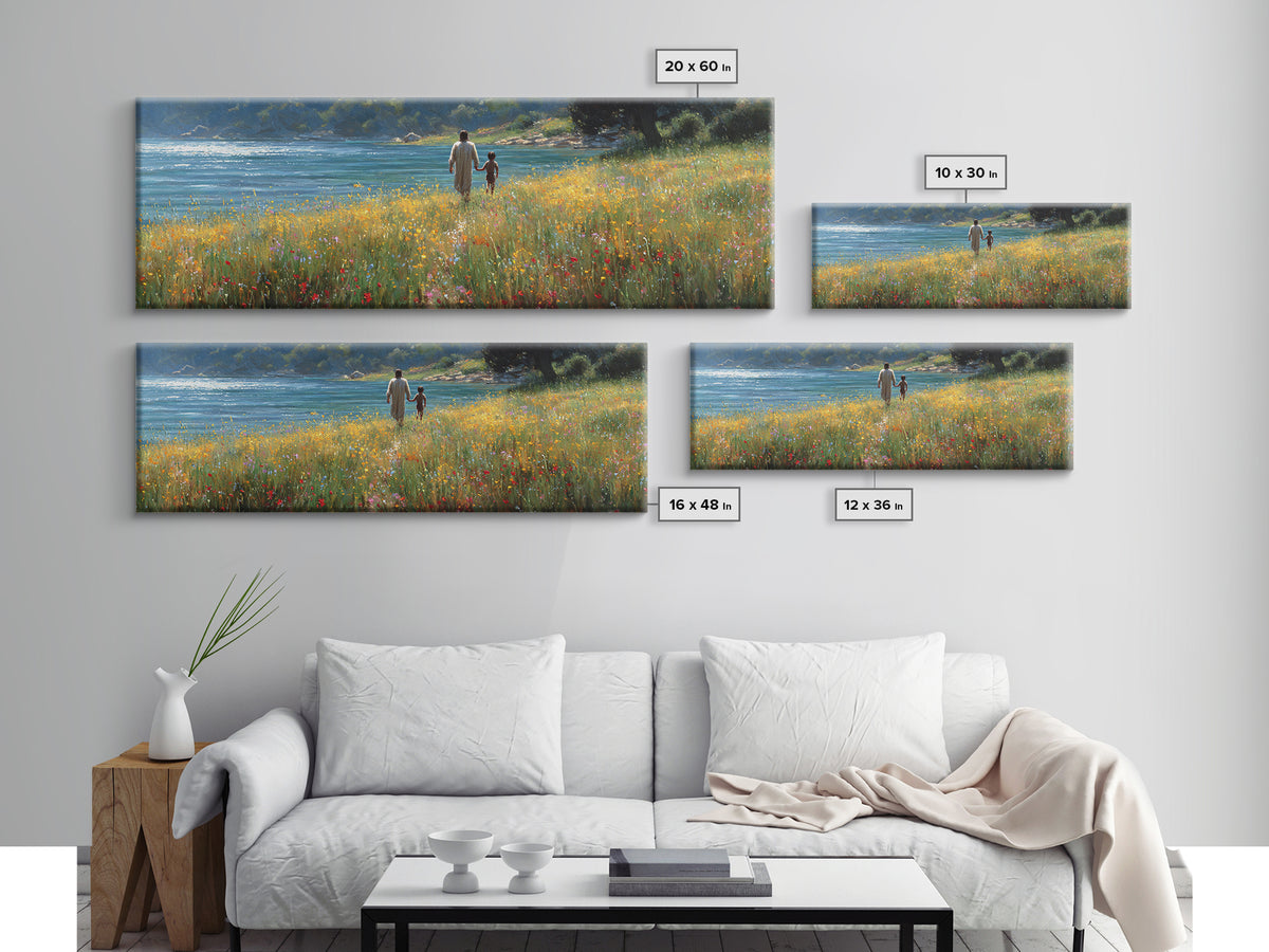 Fields Of Mercy , Framed Canvas Print, Christian Art Canvas, Christian Wall Art, Panoramic Wall Art, Jesus Painting, Christian Decor, Chris