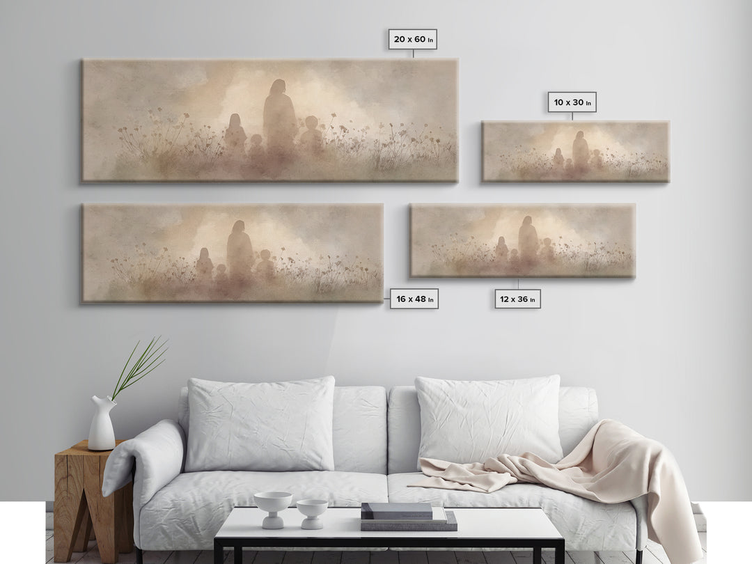 Shadows Of Hope | Framed Canvas Print | Christian Wall Art | Christian Art Print | Panoramic Painting | Jesus Canvas Art | Christian Christ