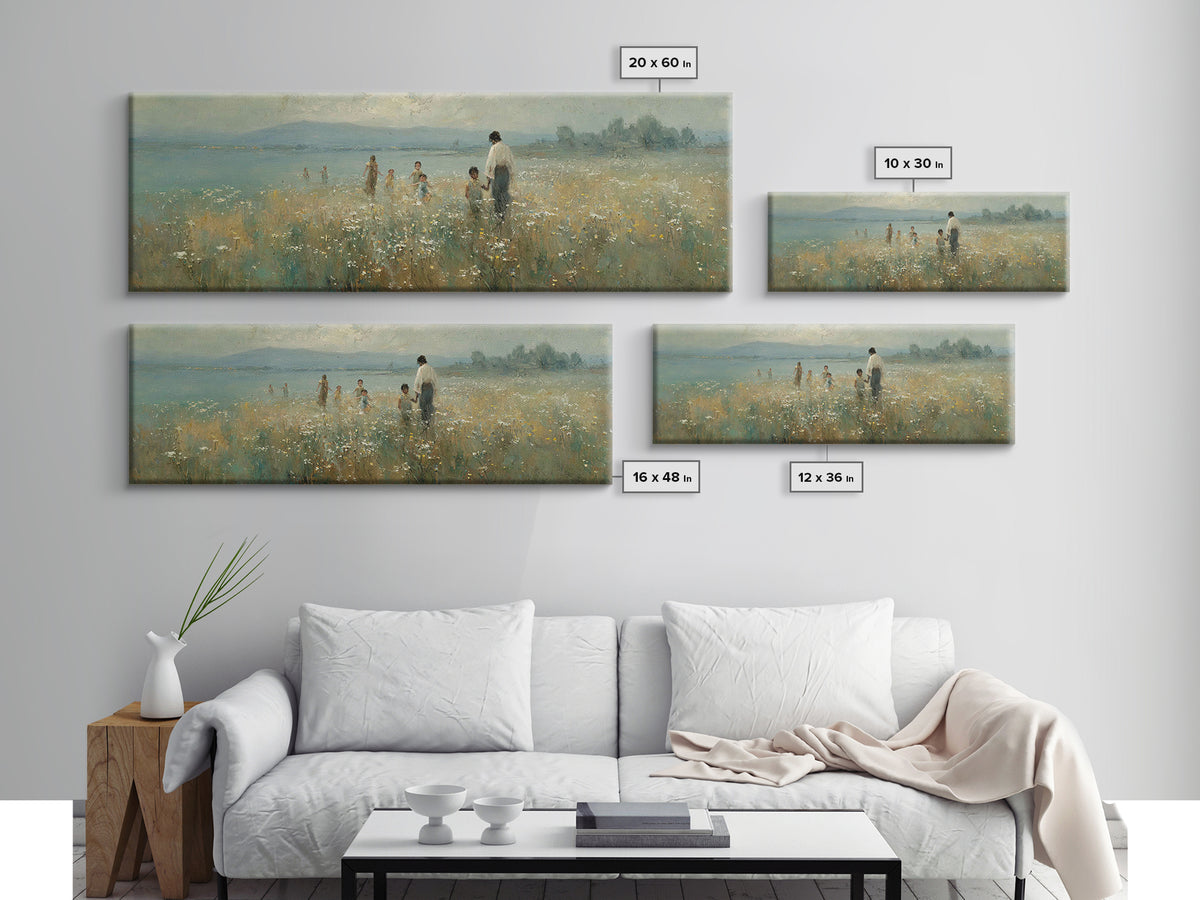 Garden Of Peace | Framed Canvas Print | Christian Art Canvas | Christian Wall Art | Jesus Painting | Panoramic Frame | Christian Decoration