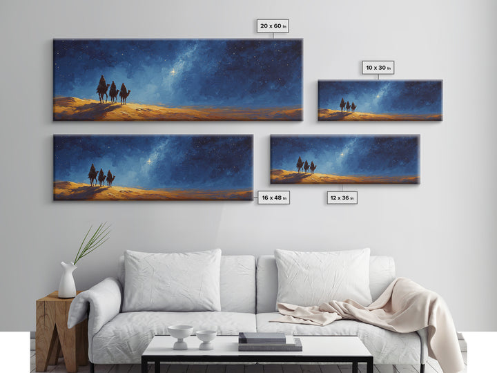 Night Seekers, Framed Canvas Print, Christian Art Canvas, Panoramic Art, Christian Wall Art, Jesus Painting