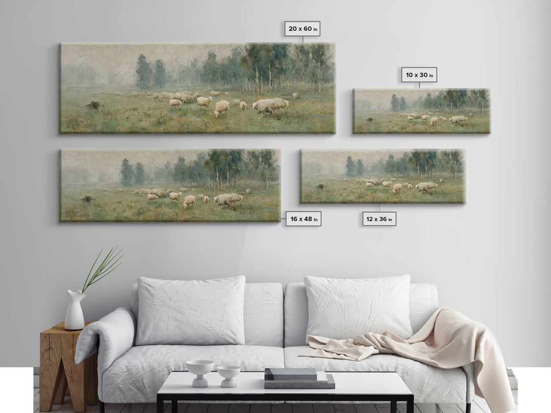 Pasture Of Peace | Framed Canvas Print | Panoramic Painting | Christian Wall Art | Christian Art Print | Subtle Christian Art | Christian D