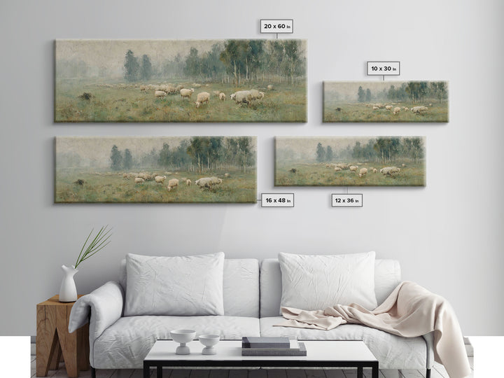 Pasture Of Peace | Framed Canvas Print | Panoramic Painting | Christian Wall Art | Christian Art Print | Subtle Christian Art | Christian D