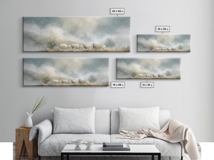 Heavenly Flock , Framed Canvas Print, Panoramic Art, Christian Wall Art, Christian Art Canvas, Christian Christmas Art, Subtle Christian Ar