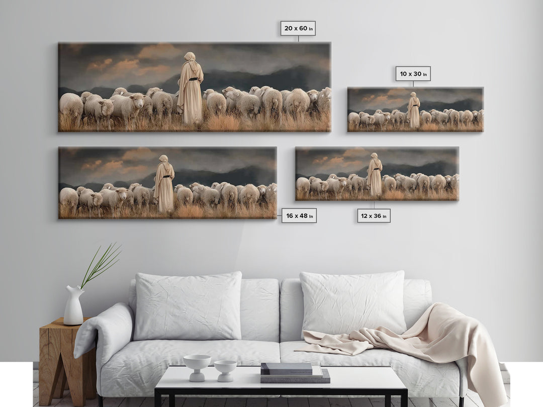 Evening Flock Grace – Framed Canvas Print – Panoramic Art – Christian Wall Art – Christian Art Canvas – Subtle Christian Art – Christmas Ar