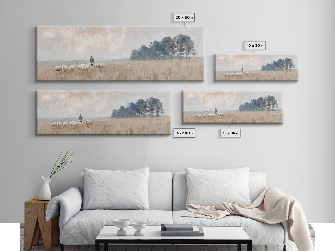 Shepherd’s Field , Framed Canvas Print, Panoramic Painting, Christian Wall Art, Christian Art Canvas, Christian Decor, Christian Christmas