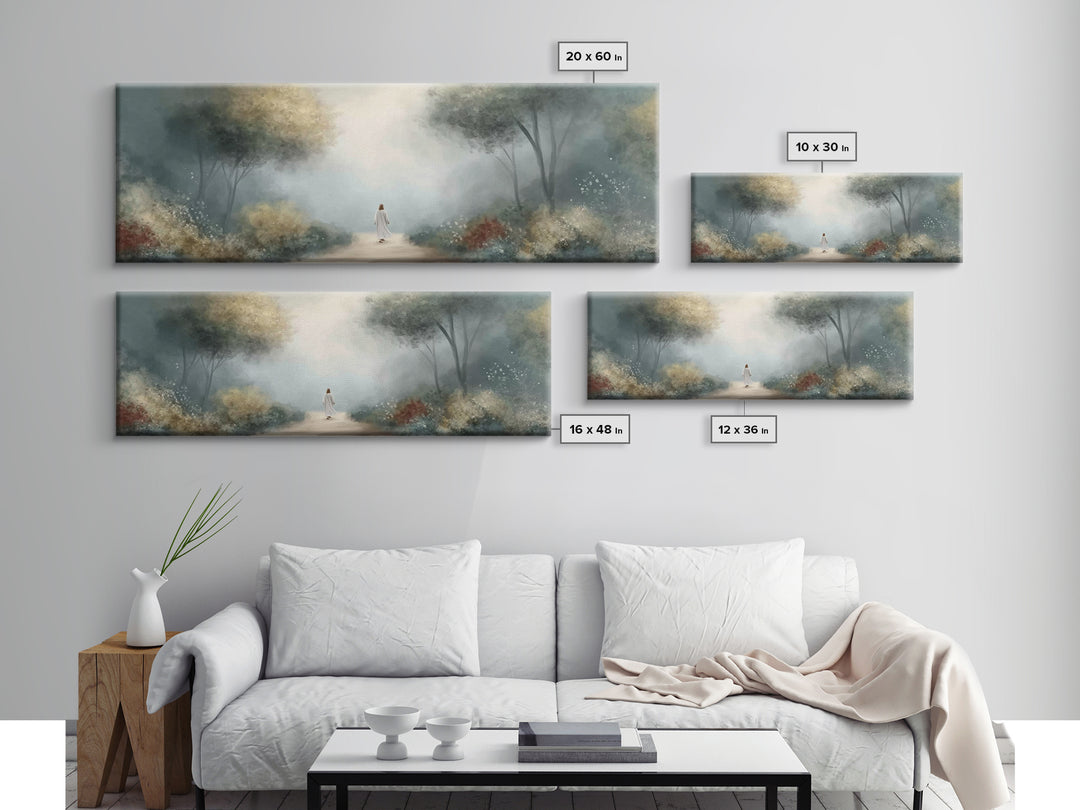 Sacred Path Wanderer | Framed Canvas Print | Panoramic Wall Art | Christian Art Canvas | Jesus Painting | Christian Wall Art | Christian Ar