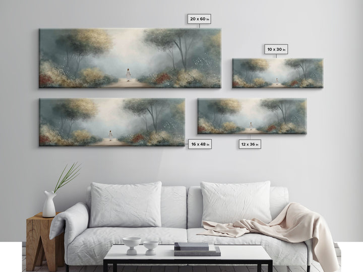 Sacred Path Wanderer | Framed Canvas Print | Panoramic Wall Art | Christian Art Canvas | Jesus Painting | Christian Wall Art | Christian Ar