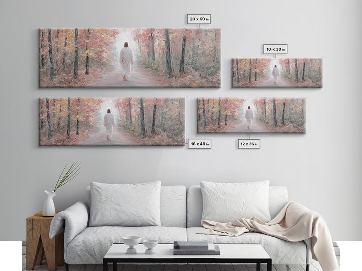 Radiant Grove Walk - Framed Canvas Print - Panoramic Wall Art - Christian Art Canvas - Christian Wall Art - Jesus Painting - Christian Deco