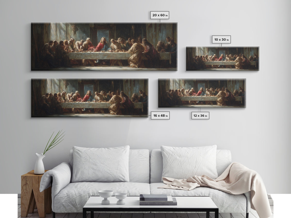 Supper Of Unity - Framed Canvas Print - Panoramic Wall Art - Christian Art Canvas - Christian Painting - Christian Wall Art - Large Christi