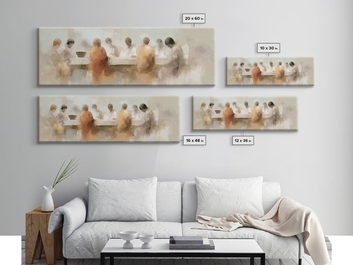 Quiet Supper Silhouettes | Framed Canvas Print | Panoramic Wall Art | Christian Art Canvas | Christian Painting | Christian Wall Art | Mood