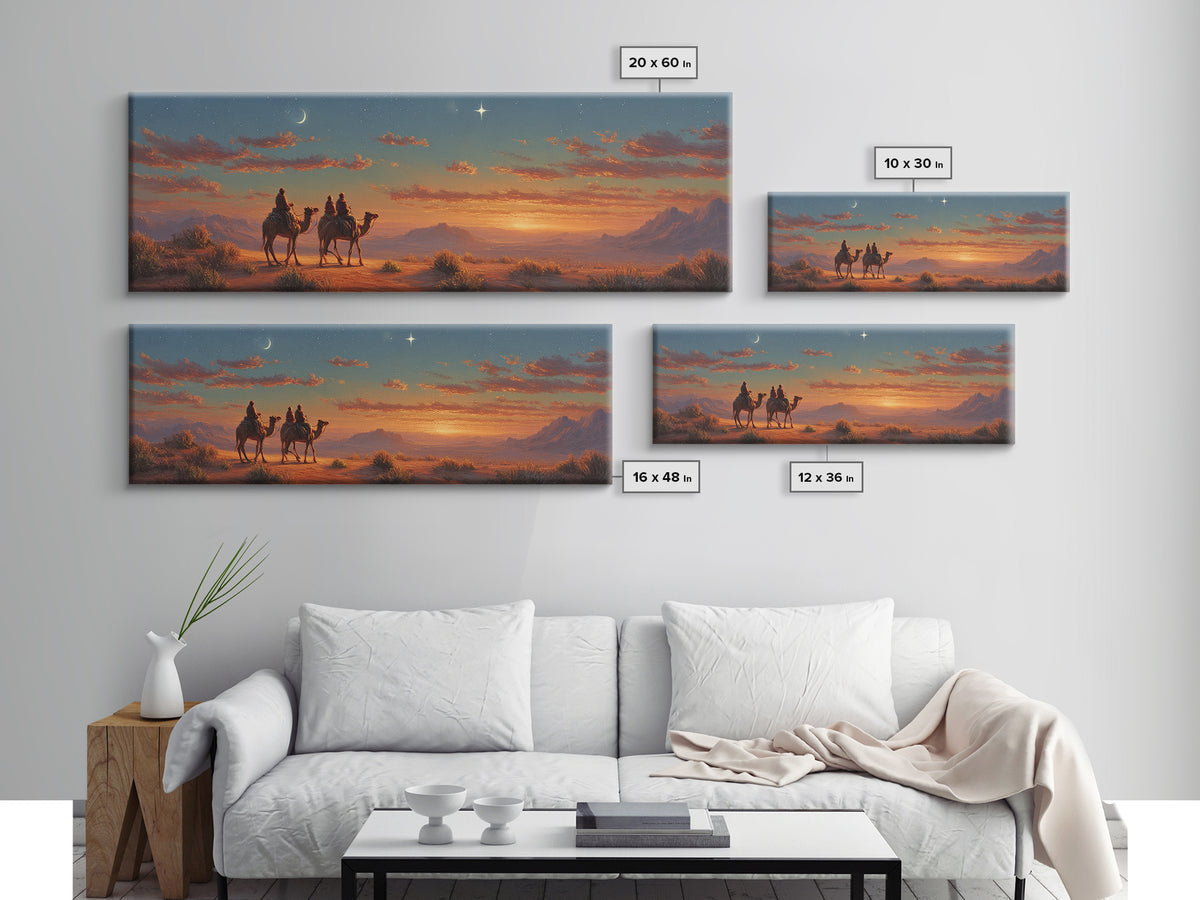 Silent Travelers, Framed Canvas Print, Christian Art Canvas, Panoramic Print, Jesus Painting, Christian Wall Art