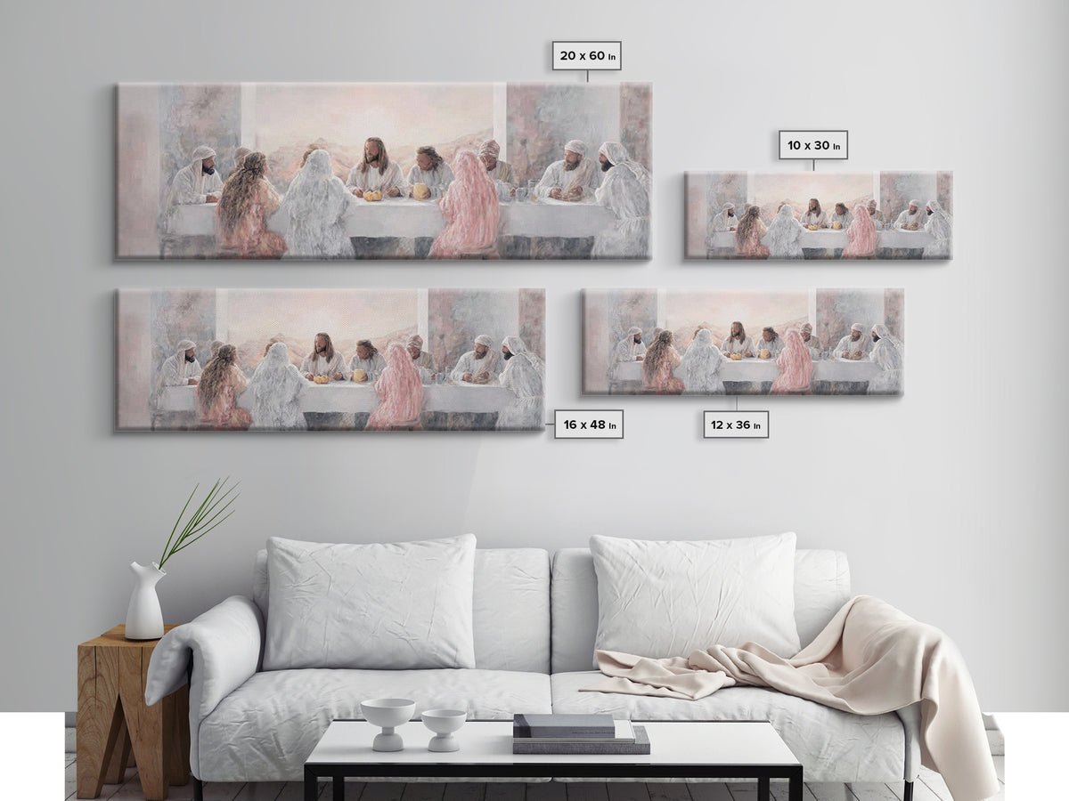 Table Of Eternal Grace, Framed Canvas Print, Panoramic Art, Christian Wall Art, Jesus Painting, Christian Art Canvas, Christian Christmas A