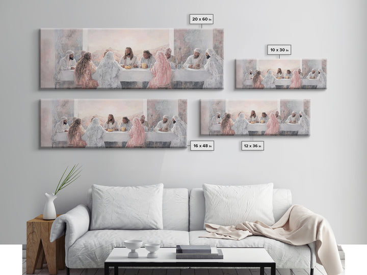 Table Of Eternal Grace, Framed Canvas Print, Panoramic Art, Christian Wall Art, Jesus Painting, Christian Art Canvas, Christian Christmas A